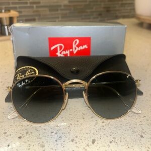 RayBan - ROUND METAL GREEN GOLD POLARIZED SUNGLASSES- brand new / never worn